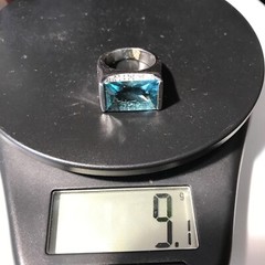 Vintage Signed LL 925 Sterling Silver Aqua Rhinestone Crystals Ring Varied sizes