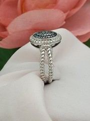 Designer Silver Green Diamond Rope Ring-Sterling Silver-Green Treated Diamonds