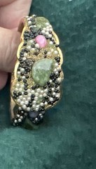 Vintage Lucerne Hinged Bracelet Watch with Ornate Stones And Beads Tested