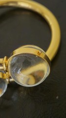 Vtg Lucite Clear Bubble Bobble Costume Gold Necklace Earring Bracelet SET MCM