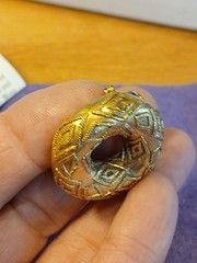 MMA Met. Museum of Art Circle Donut Granular 24k Gold Plated Pendant Etruscan