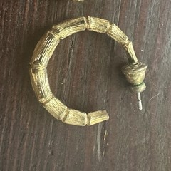 Graduated Bamboo Hoop Earrings Pierced Gold Tone Brass Post Backs