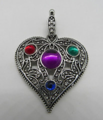 Jackie Collins Jewel Tone Stones Pendant Necklace