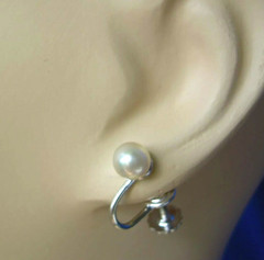 Elegant Original Vintage 6 millimeters PEARL Earrings 14K WHITE GOLD Deco Studs