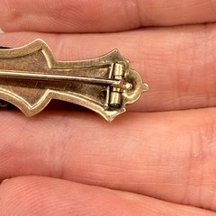 Vintage Antique Victorian Bar Brooch Etched Boat Scene Trombone Clasp 2 Inches