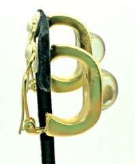 Givenchy Couture Earrings Iridescent Peacock Glass Bamboo Gold Tone Vintage Rare