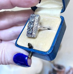 Antique Art Nouveau Style Lab Created Diamond Circa Engagement 14K Gold FN Rings