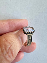 Fabulous old antique lavender stone yellow rose gold etched ring