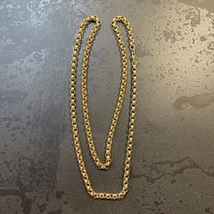 Gorgeous Vintage Designer Necklace Heavy Gilt Chain Signed MONET on plaque 22″L3