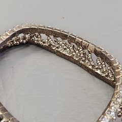 Vintage Rhinestone Bracelet Clear Glass Expandable Cup Chain