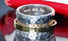 925 multi-tone sterling silver ring 12.1mm wide spinner band sz 5 vintage 11.60g