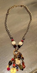Vintage Lawrence VRBA STATEMENT Charm Long Necklace 29″ Plus 5″ Dangle Drop