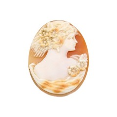 Italy Fine Art Nouveau Hand Carved Shell Woman Floral Cameo Unmounted Portrait