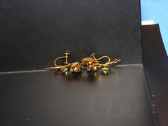 Vintage earrings stamped made in Austria and matching rose pin