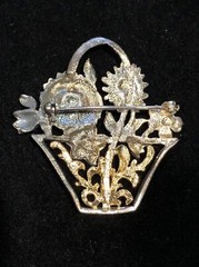 Vintage Flower Basket Brooch Pin
