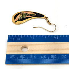 1x Piece Vintage Bird Black Pink Green Cloisonne Enamel Dangle Hook Earring #B1