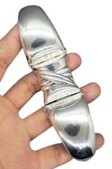 Rare Vintage Art Deco Sterling Silver Heavy Hinged Bangle Bracelet 74+ grams