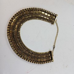 Vintage Brass Gold Tone Egyptian Revival Collar Necklace