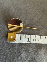 Vintage Gold Tone Ribbed Circular Stick Pin with Rhinestone Accent
