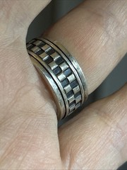 44. Vintage Geo Art Sterling Silver 925 Patterned Spinner Band Ring 7g, 6.25s