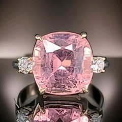 Vintage 14k Yellow Gold Engagement Ring 9.07ct. Natural Pink Tourmaline Cushion