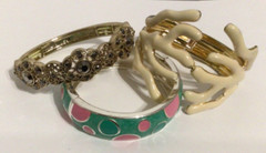 Bracelet Lot Hinged Cuff Clamper/Stretch Rhinestone Enamel Silver/Gold Tone