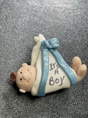 Vintage It’s A Boy Blue Polymer Clay Baby Brooch Pin