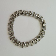 Vintage Bracelet Links Silver Tone Metal Layered Links Rectangular Bars 7.5″