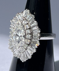 Vintage Platinum 3.30CTW Marquise Diamond Ring Pendant Estate VS1 SI1