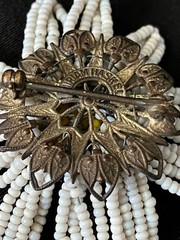 Vintage Miriam Haskell Daisy Brooch Retro Flower Power Wired Glass Seed Bead Pin