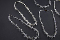 10 Vintage Wearable Faceted Rock Crystal & AB Jewelry Mix Lot Necklace Bracelet