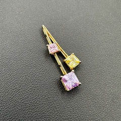 Sterling Silver 925 Purple Amethyst Pendant Charm Ross Simons Yellow Pink CZ