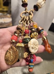 Vintage Lawrence VRBA STATEMENT Charm Long Necklace 29″ Plus 5″ Dangle Drop