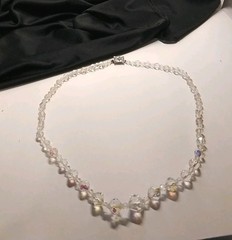 Vintage 1950s 10″ Austrain Cut Crystal Aurora Borealis Necklace