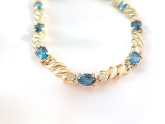 Sterling Silver 925 Natural Heated London Blue Topaz Tennis Bracelet 8″
