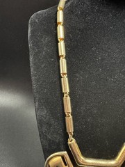 Vintage 1960s Pierre Cardin Space Age Modernist Gold Tone Statement Art Necklace
