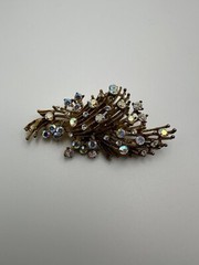 Vintage Gold Iridescent Mid Century Modern Brooch 7cm BB11