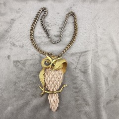 Vintage Lucca Razza Necklace Gold Tone Owl Heavy 20” READ