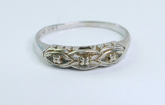 Vintage Art Deco 14K White Gold “Crosby” Interlocking Ring Size 5 – 1.58 g