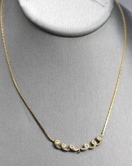 Vintage 835 604 VI silver gold wash clear stones bar pendant chain necklace 16″
