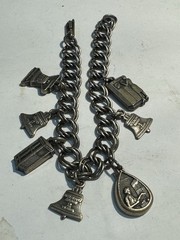 Vintage Sterling Silver Bell Telephone Phone Company Charm BRACELET