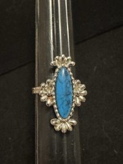 Vintage 1977 SARAH COV ‘Blue Cloud’ Adjustable Ring With Faux Turquoise Stone