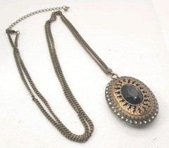 Vintage Brass Chain Necklace With Pedant 32in.