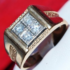 14k yellow gold ring 0.80ct natural diamond size 8 vintage handmade 7.2gr N1078A
