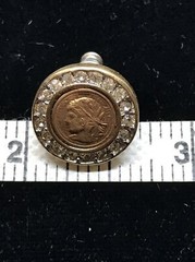 Vintage Costume Fashion Jewlery Gold tone faux Roman/Greek Coin Pierced Earring