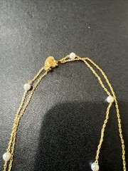 Nolan Miller Necklace Faux Pearl Gold Tone Chain Signed 30 In