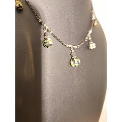 Art Beaded Charm Necklace Delicate Black Chain Fairycore Whimsical Cloisonne’
