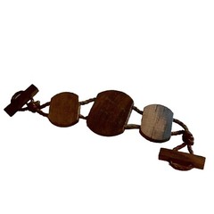 VINTAGE ESSEX CRYSTAL HORSE BRACELET REVERSE PAINT EQUESTRIAN ON WOOD LEATHER
