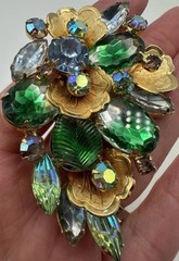 VTG D&E Juliana Brooch and Earrings Set BEAUTIFUL Retro Jewelry MCM bling