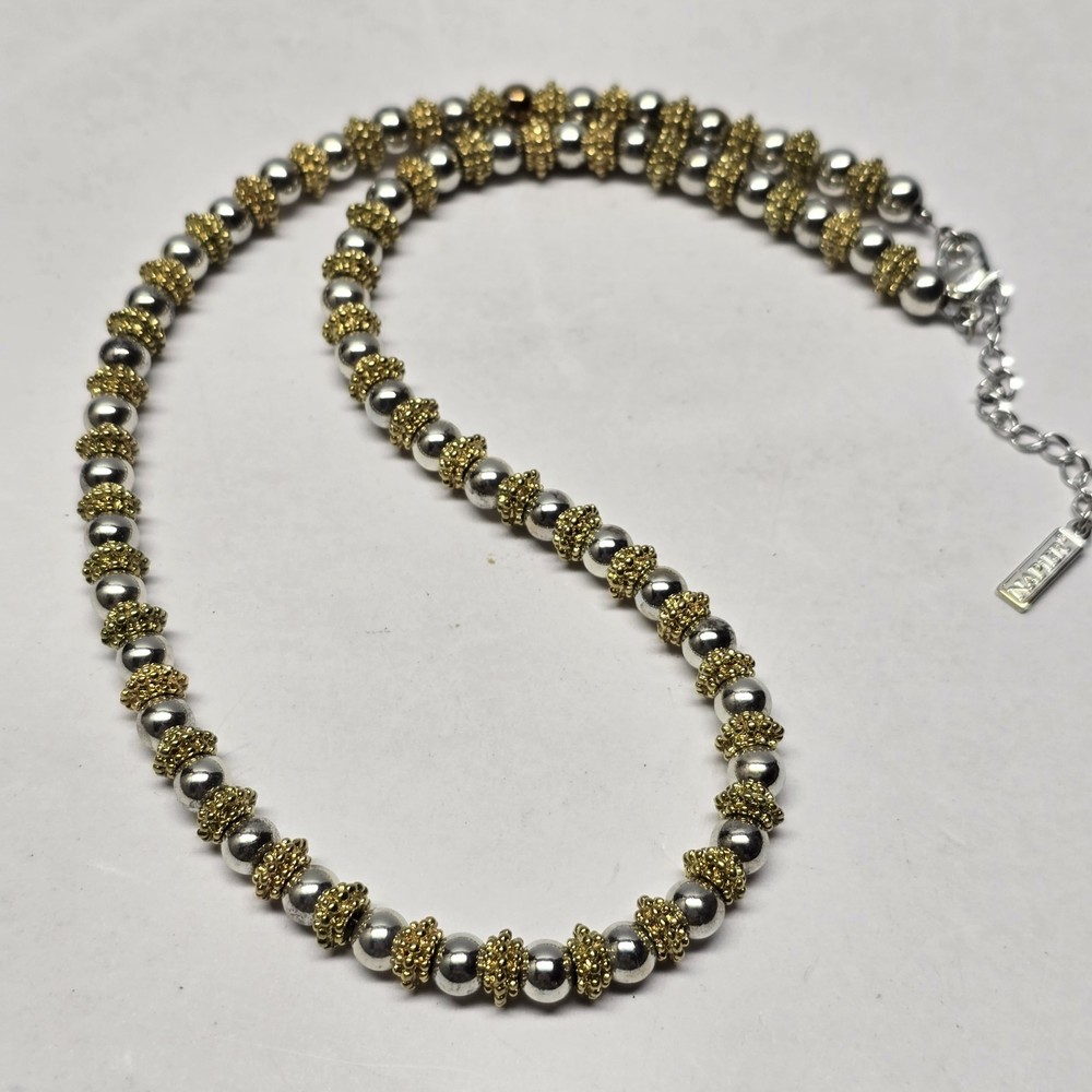 Vintage Napier Designer Silver And Gold Tone Necklace 16″